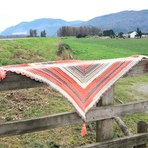 Triangle Hand Crochet Shawl with Tassels
